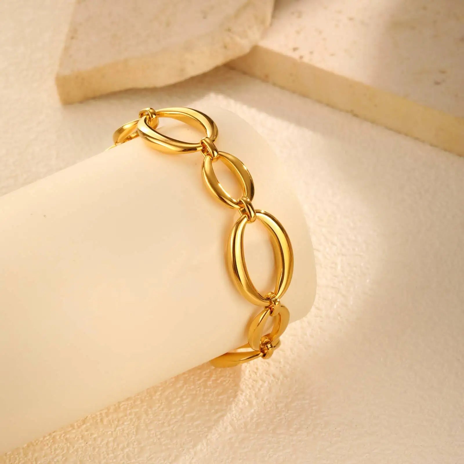 Chunky Link Bracelet, 316L Stainless Steel Chain Bracelets for Women, Handmade Wrist Waterproof Exquisite Jewelry