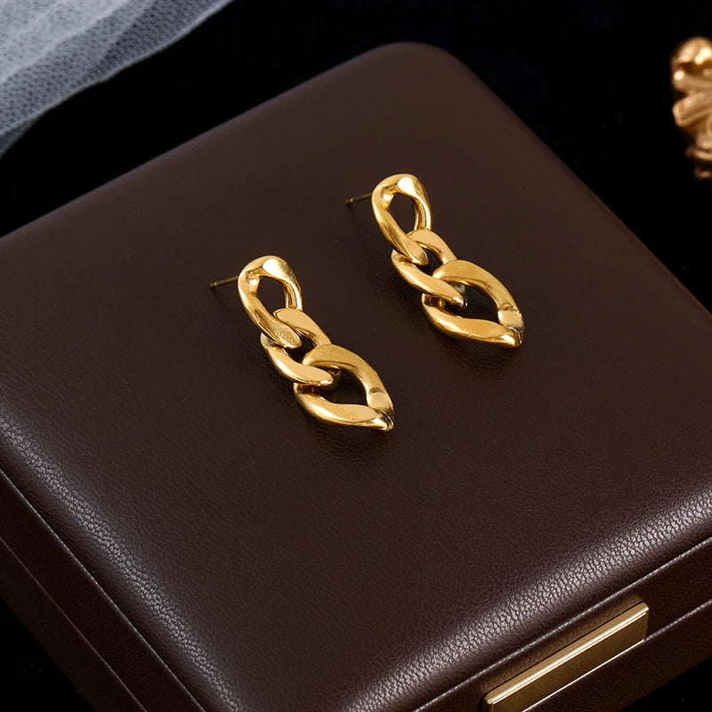 GANEMLY 316L Stainless Steel Luxury White Zirconia Drop Earrings For Women Fashion New Party Gift Ear Dangle Waterproof Jewelry