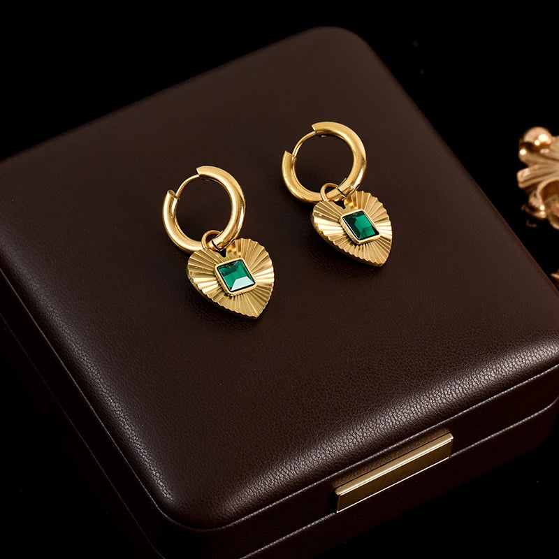 GANEMLY 316L Stainless Steel Luxury White Zirconia Drop Earrings For Women Fashion New Party Gift Ear Dangle Waterproof Jewelry