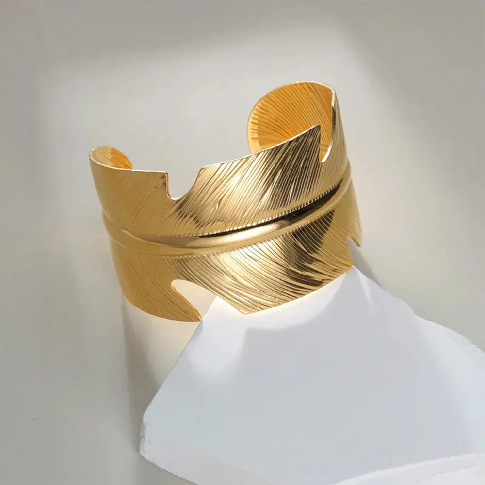eManco New Boho Wide Bangles Bracelet for Women Stainless Steel Vintage Punk Cuff Open Adjustable Bracelets Fashion Jewelry