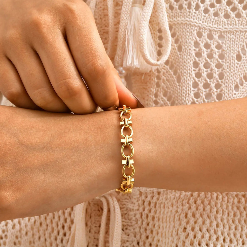 Chunky Link Bracelet, 316L Stainless Steel Chain Bracelets for Women, Handmade Wrist Waterproof Exquisite Jewelry