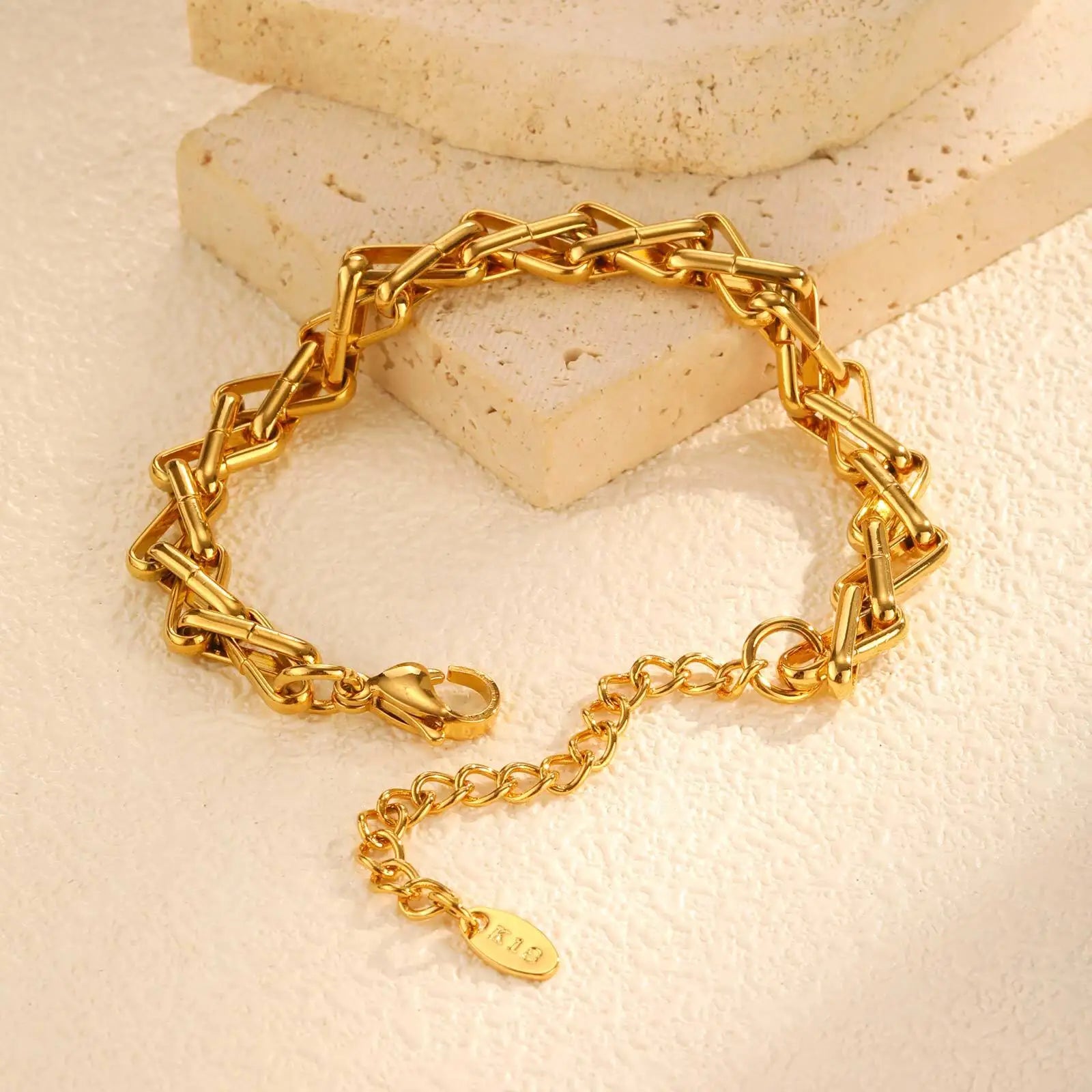 Chunky Link Bracelet, 316L Stainless Steel Chain Bracelets for Women, Handmade Wrist Waterproof Exquisite Jewelry