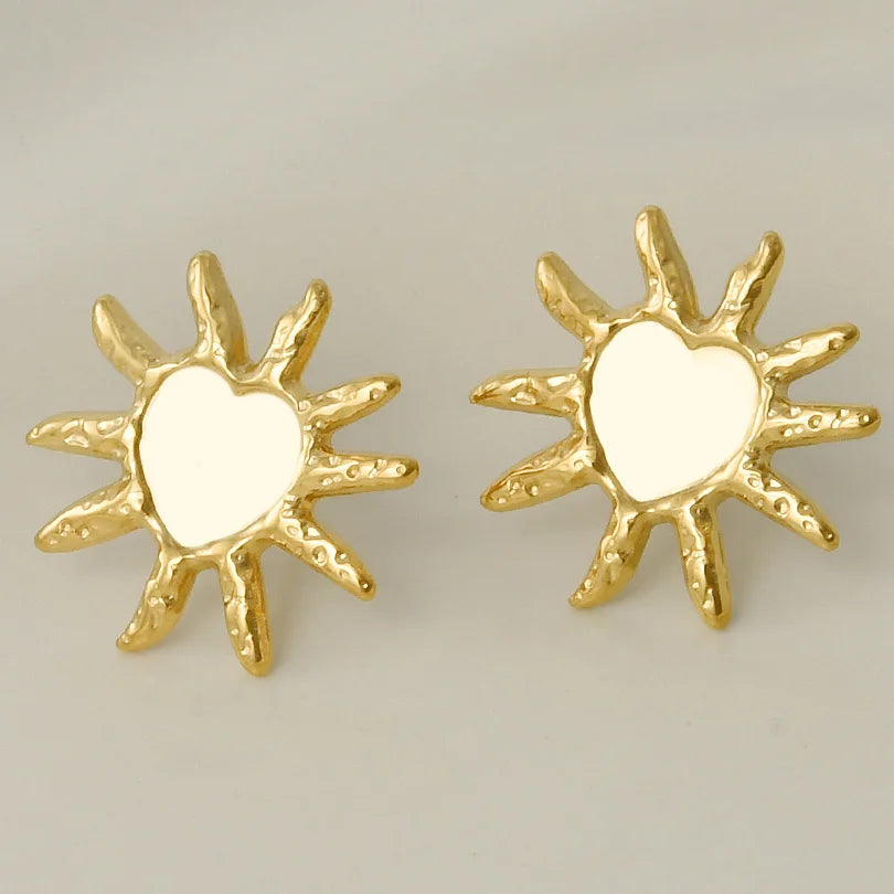 3 Pairs Charm Various Styles Sun Square Flower Stainless Steel Blank Base Earring High Quality No Fade Diy Rhinestone Jewelry