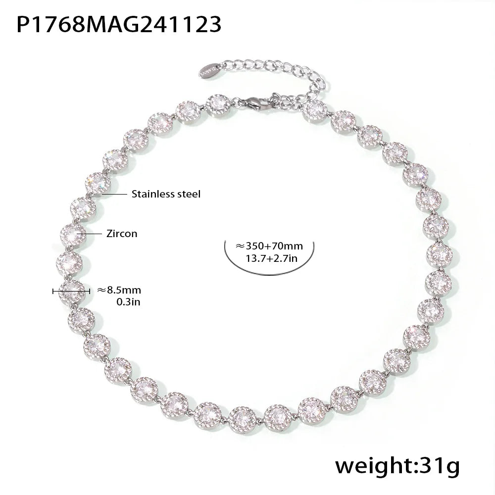 High-end Luxury Necklace Bracelet With Multi Color Zircon For Women 18k Gold Plated Stainless Steel Women's Necklaces Bracelets