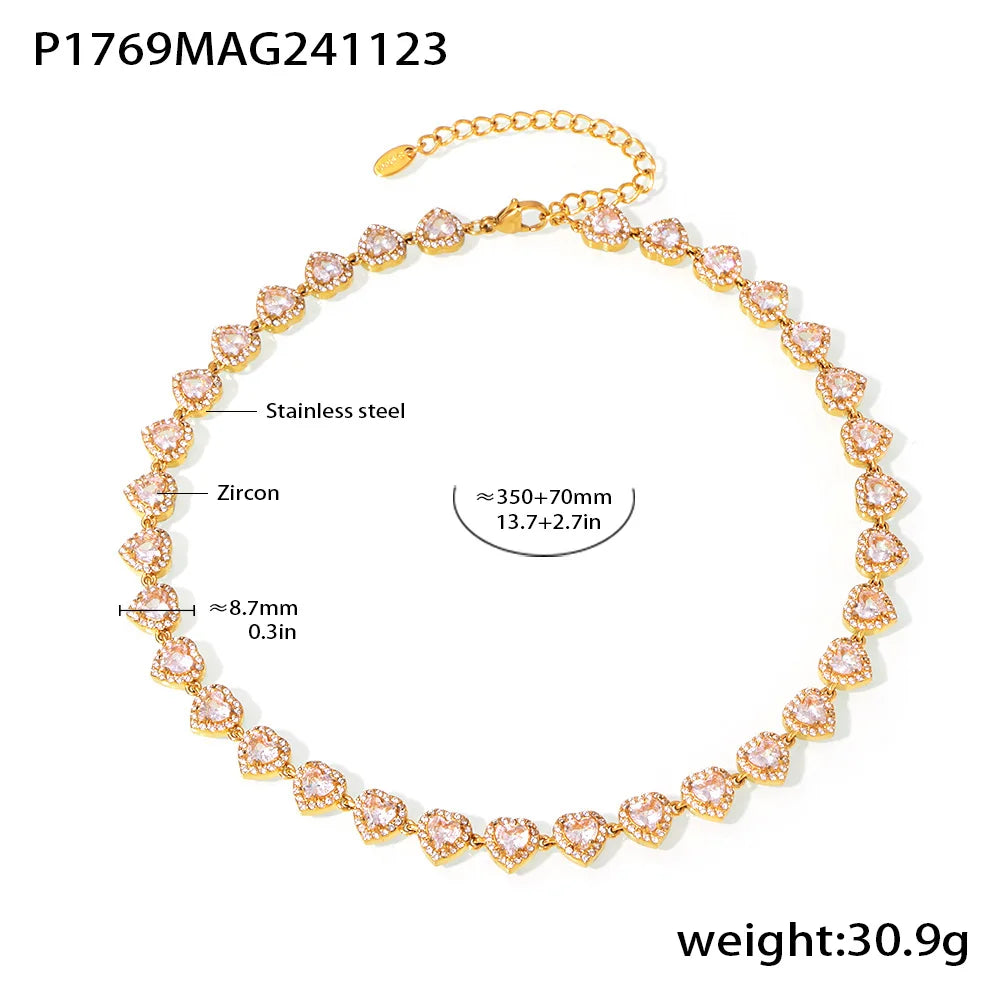 High-end Luxury Necklace Bracelet With Multi Color Zircon For Women 18k Gold Plated Stainless Steel Women's Necklaces Bracelets