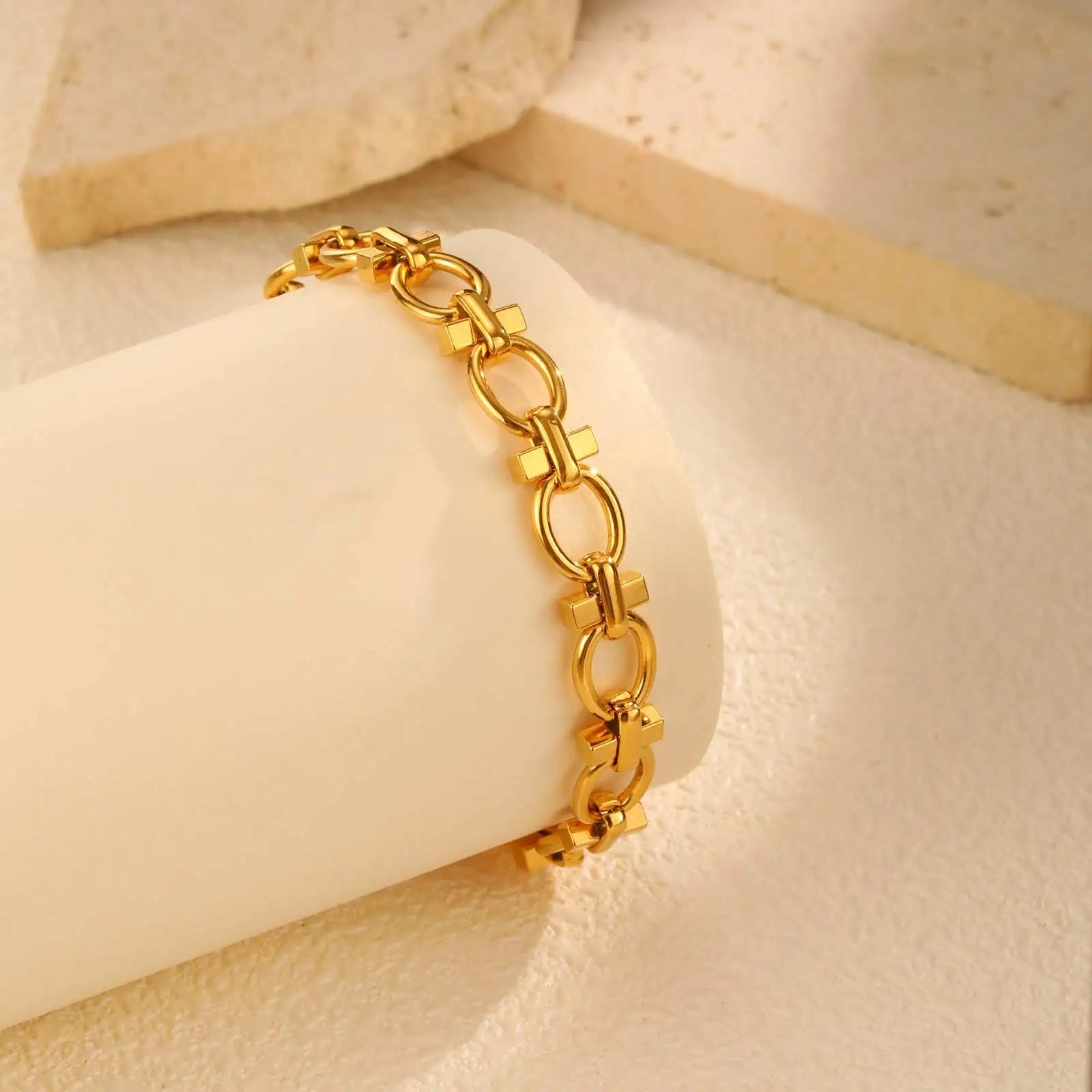Chunky Link Bracelet, 316L Stainless Steel Chain Bracelets for Women, Handmade Wrist Waterproof Exquisite Jewelry