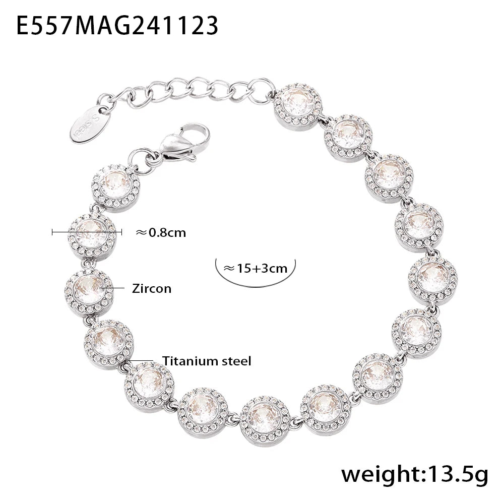 High-end Luxury Necklace Bracelet With Multi Color Zircon For Women 18k Gold Plated Stainless Steel Women's Necklaces Bracelets