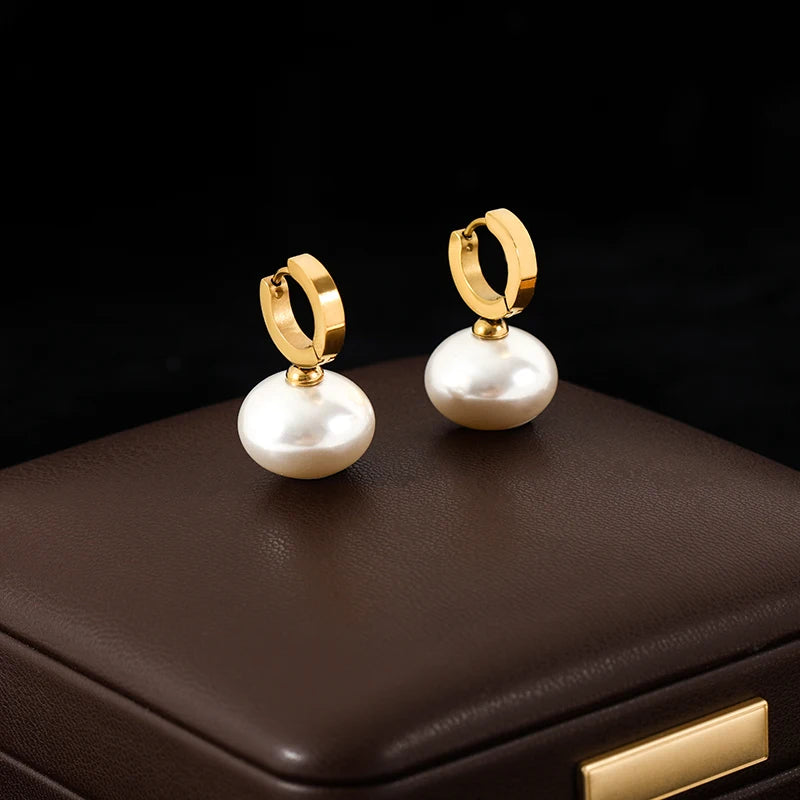 GANEMLY 316L Stainless Steel Luxury White Zirconia Drop Earrings For Women Fashion New Party Gift Ear Dangle Waterproof Jewelry