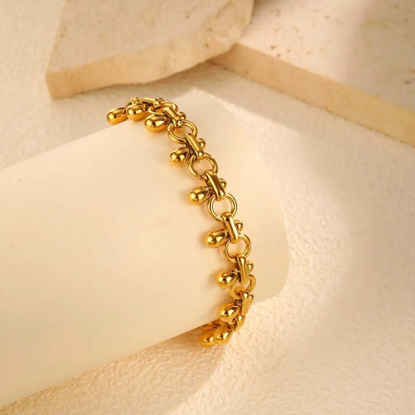 Chunky Link Bracelet, 316L Stainless Steel Chain Bracelets for Women, Handmade Wrist Waterproof Exquisite Jewelry