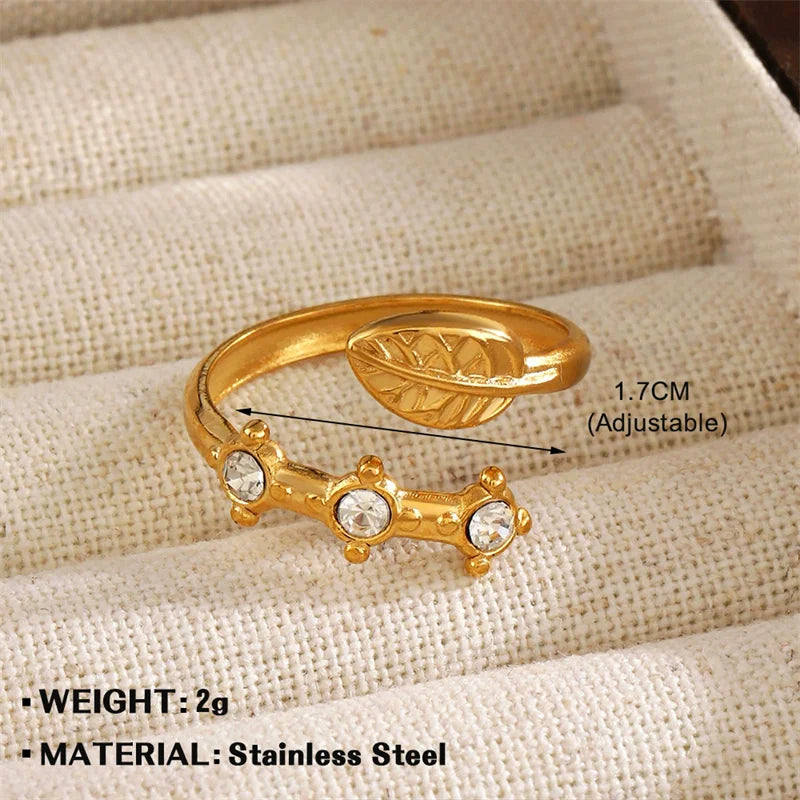 EILIECK 316L Stainless Steel Eye Zirconia Charms Ring for Women Fashion Statement Gold Color Waterproof Finger Jewelry Wedding