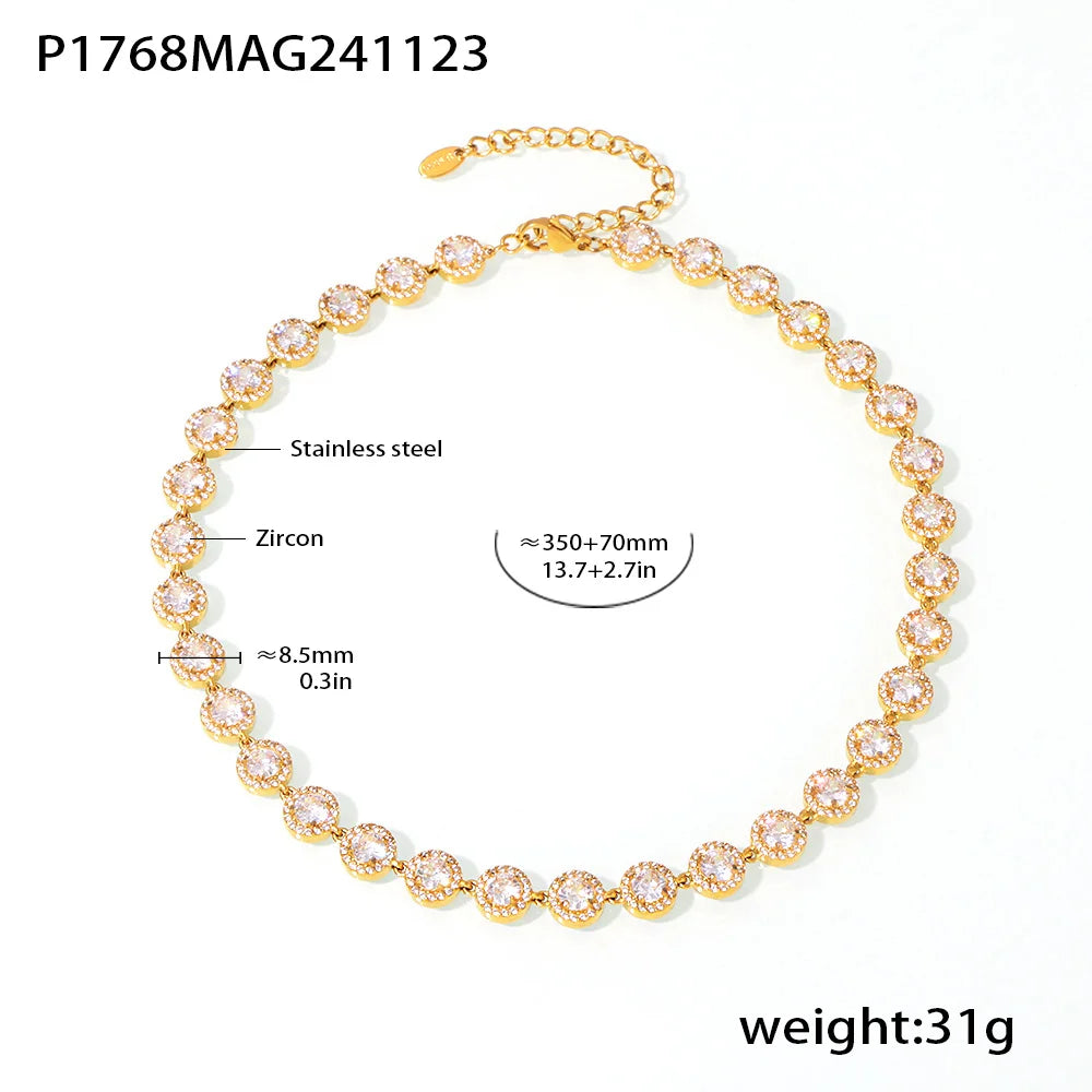 High-end Luxury Necklace Bracelet With Multi Color Zircon For Women 18k Gold Plated Stainless Steel Women's Necklaces Bracelets