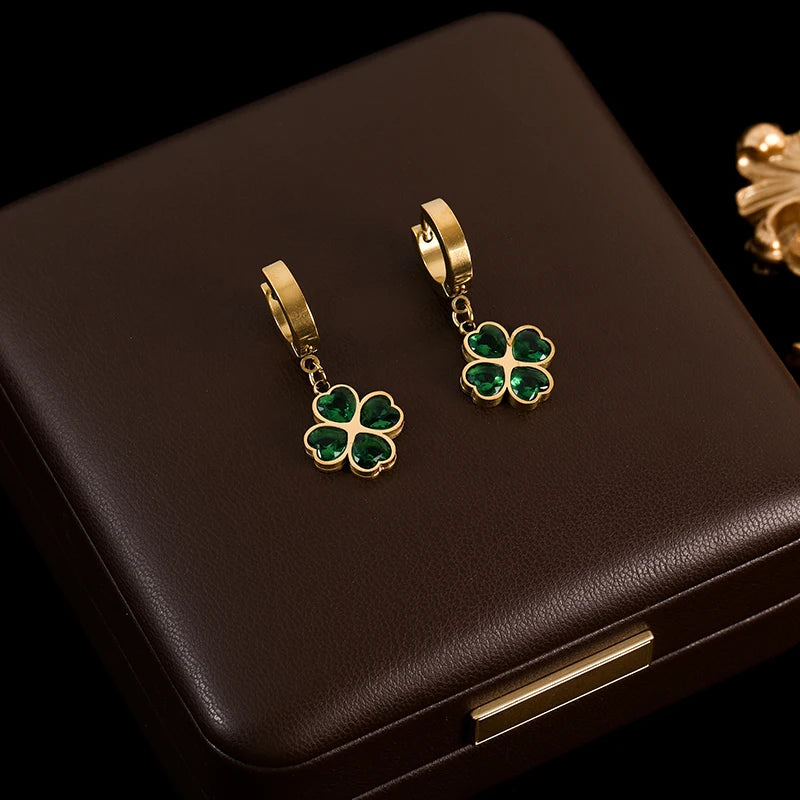 GANEMLY 316L Stainless Steel Luxury White Zirconia Drop Earrings For Women Fashion New Party Gift Ear Dangle Waterproof Jewelry