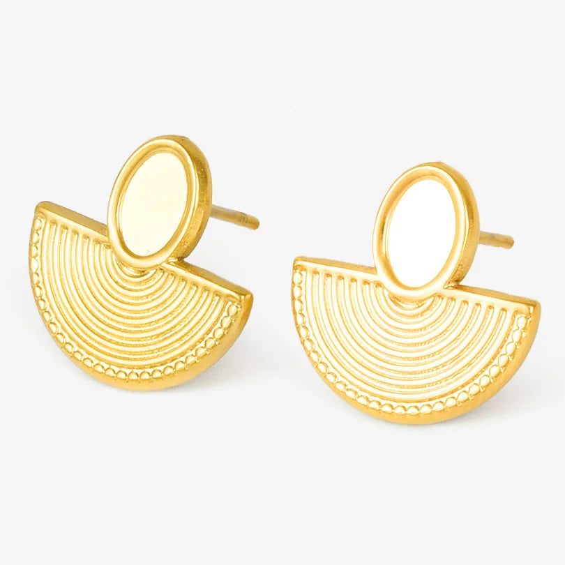 3 Pairs Charm Various Styles Sun Square Flower Stainless Steel Blank Base Earring High Quality No Fade Diy Rhinestone Jewelry