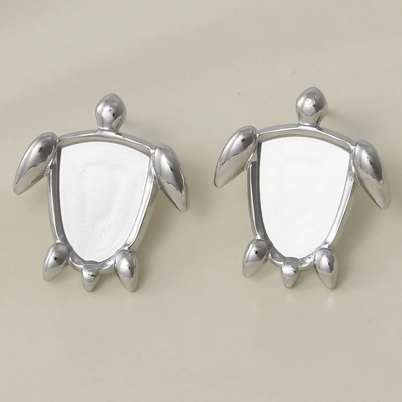 3 Pairs Charm Various Styles Sun Square Flower Stainless Steel Blank Base Earring High Quality No Fade Diy Rhinestone Jewelry