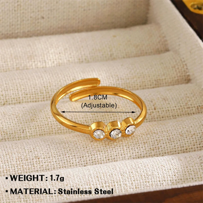 EILIECK 316L Stainless Steel Eye Zirconia Charms Ring for Women Fashion Statement Gold Color Waterproof Finger Jewelry Wedding