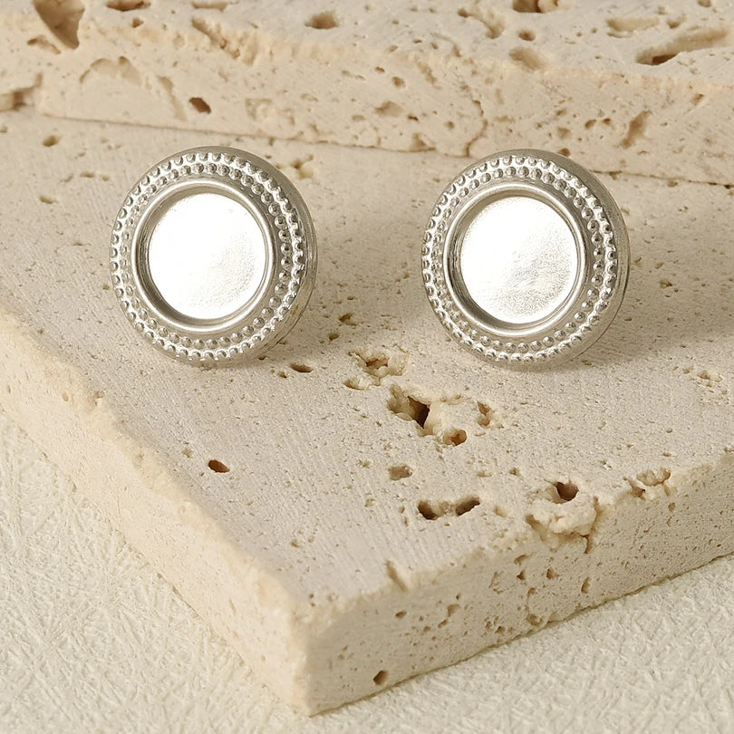 3 Pairs Charm Various Styles Sun Square Flower Stainless Steel Blank Base Earring High Quality No Fade Diy Rhinestone Jewelry