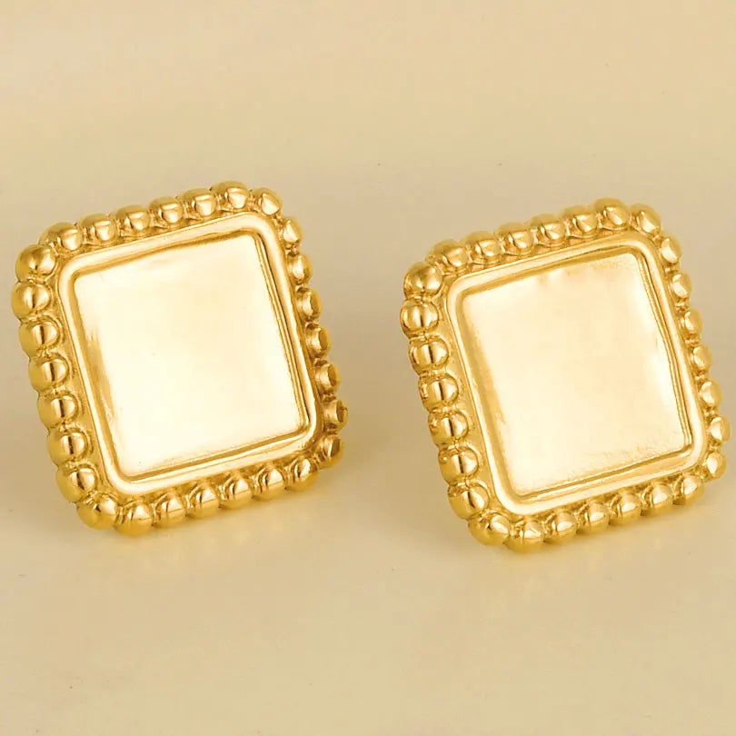 3 Pairs Charm Various Styles Sun Square Flower Stainless Steel Blank Base Earring High Quality No Fade Diy Rhinestone Jewelry