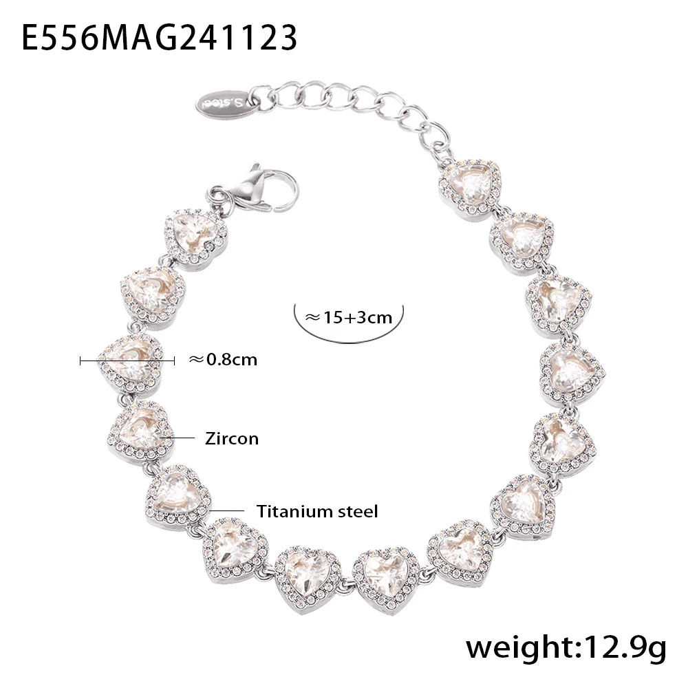 High-end Luxury Necklace Bracelet With Multi Color Zircon For Women 18k Gold Plated Stainless Steel Women's Necklaces Bracelets