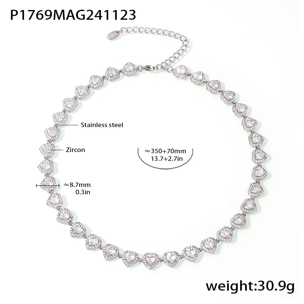 High-end Luxury Necklace Bracelet With Multi Color Zircon For Women 18k Gold Plated Stainless Steel Women's Necklaces Bracelets