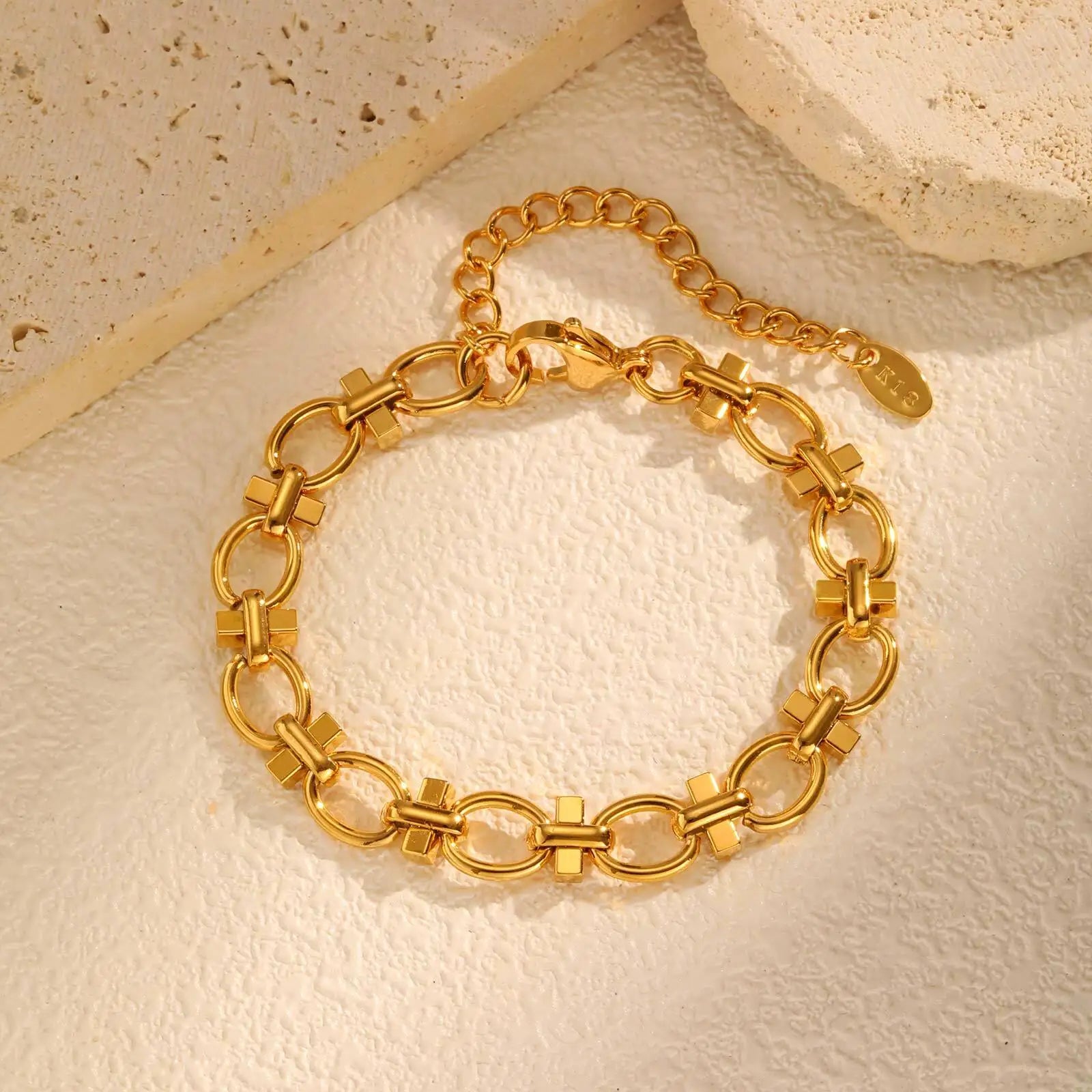 Chunky Link Bracelet, 316L Stainless Steel Chain Bracelets for Women, Handmade Wrist Waterproof Exquisite Jewelry