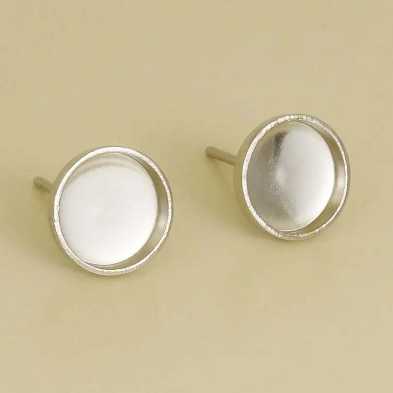 3 Pairs Charm Various Styles Sun Square Flower Stainless Steel Blank Base Earring High Quality No Fade Diy Rhinestone Jewelry